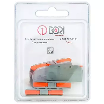 клемма проходная DORI с рычажком 1х4мм.кв 3шт серый