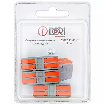 клемма проходная DORI с рычажком 2х4мм.кв 3шт серый