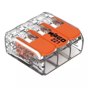 клемма соединительная WAGO 3-х проводная 221-413 3шт