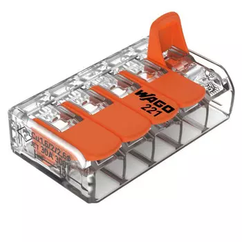 клемма соединительная WAGO 5-проводные 0.5-6мм2 221-615 15шт прозрачный