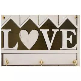 ключница LOVE 220х6х140мм дерево картон металл