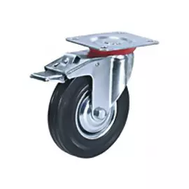 колесо 125мм поворотное на площадке резина с тормозом