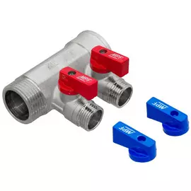 коллектор 2 выхода 1"х1, 2" НР, с отсекающими кранами