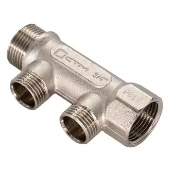 коллектор 2 выхода CTM 3/4" х 1/2" НР латунь