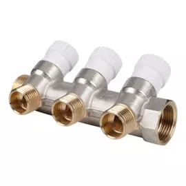коллектор 3 выхода STOUT 3/4" х 1/2" НР с регулирующими вентилями латунь