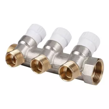 коллектор 3 выхода STOUT 3/4" х 1/2" НР с регулирующими вентилями латунь