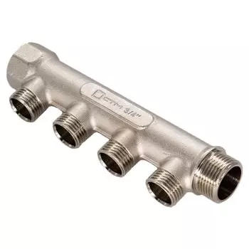 коллектор 4 выхода CTM 3/4" х 1/2" НР латунь