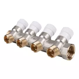 коллектор 4 выхода STOUT 3/4" х 1/2" НР с регулирующими вентилями латунь