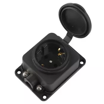 колодка 1 гнездо DUWI с крышкой с/з IP44 16A черный