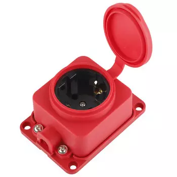 колодка 1 гнездо DUWI с крышкой с/з IP44 16A красный