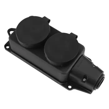 колодка 2 гнезда DUWI с крышкой с/з IP44 16A черный