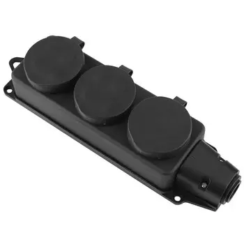 колодка 3 гнезда DUWI с крышкой с/з IP44 16A черный