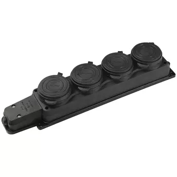 колодка четверная 220-250В IP44 с/з каучук черный
