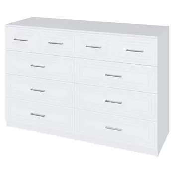 комод 10 ящиков Trisha Base 934x1400x440мм МДФ/ЛДСП белый мат/белый шагрень