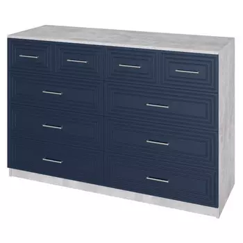 комод 10 ящиков Trisha Base 934x1400x440мм МДФ/ЛДСП глубокий синий/цемент светлый