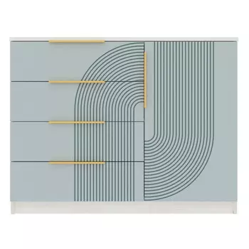 комод 1 дверь 4 ящика Орион 934x1200x440мм МДФ/ЛДСП шарли бриз/дуб харбор белый