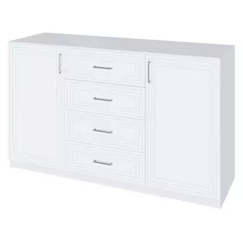 комод 2 двери 4 ящика Trisha Base 934x1600x440мм МДФ/ЛДСП белый мат/белый шагрень