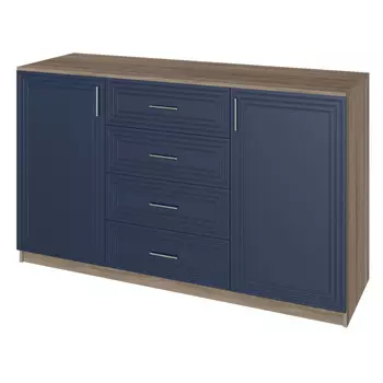 комод 2 двери 4 ящика Trisha Base 934x1600x440мм МДФ/ЛДСП глубокий синий/дуб чанкли