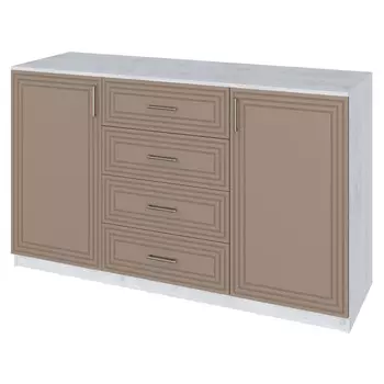 комод 2 двери 4 ящика Trisha Base 934x1600x440мм МДФ/ЛДСП латте фактур/дуб харбор