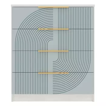 комод 4 ящика Орион 934x800x440мм МДФ/ЛДСП шарли бриз/дуб харбор белый