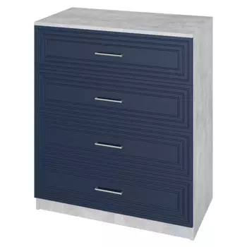 комод 4 ящика Trisha Base 934x800x440мм МДФ/ЛДСП глубокий синий/цемент светлый