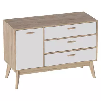 комод Калгари 1195x450x820мм дуб натуральный светлый/белый матовый