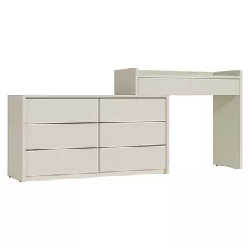 комод с туалетным столиком Teravvio 1900х400х830мм серый шёлк ЛДСП