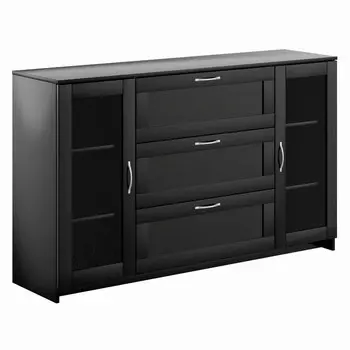 комод СИРИУС 2 двери со стеклом и 3 ящика 1560х950х412мм ЛДСП венге