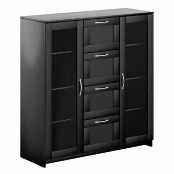 комод СИРИУС 2 двери со стеклом и 4 ящика 1170х1230х412мм ЛДСП венге