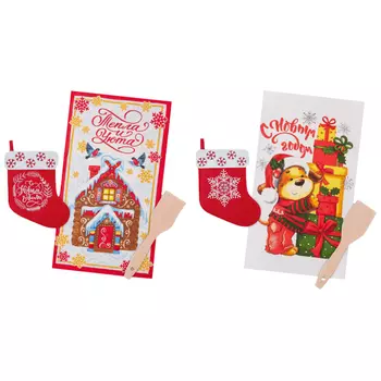 комплект кухонный ДОЛЯНА С Новым Годом лопатка и полотенце в ассортименте /разные рисунки/