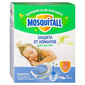 комплект MOSQUITALL Нежная защита для детей фумигатор + жидкость 30 ночей от комаров