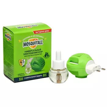 комплект MOSQUITALL Универсальная защита: фумигатор + жидкость 45 ночей 30мл