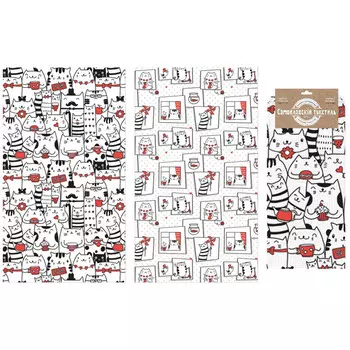 комплект полотенец кухонных ваф. САМОЙЛОВСКИЙ ТЕКСТИЛЬ Коты 40х70см 2шт белый, арт.775253