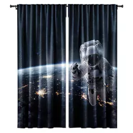 комплект штор на шт.ленте Nat Космонавт габардин 145x265см 2шт синий, арт.77274