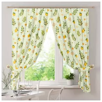 комплект штор на шт.ленте САМОЙЛОВСКИЙ ТЕКСТИЛЬ Лимон.сад рогожка 144х180см 2шт с подхв., арт.790917