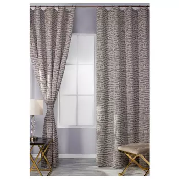 комплект штор на шт.ленте SANPA Дженифер жаккард 200х280см 2шт с подхв.бежево-коричневый, арт.TR0180