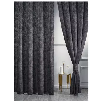 комплект штор на шт.ленте SANPA Киара жаккард 200х300см 2шт с подхв.серо-черный, арт.TR018186