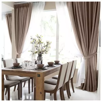 комплект штор на шт.ленте ВОЛШЕБНАЯ НОЧЬ рогожка 165Х270см 2шт какао, арт.722430