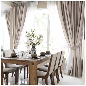 комплект штор на шт.ленте ВОЛШЕБНАЯ НОЧЬ рогожка 165Х270см 2шт полоса экрю, арт.721883