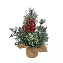 композиция новогодняя Ель заснеженная с ягодами 35см в мешке