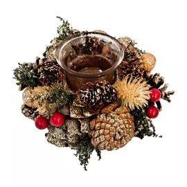 композиция подсвечник 15см шишки золотой декор