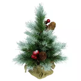 композиция в джуте Ель Ice Tiffany 30см зеленая