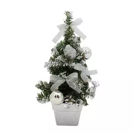 композиция в кашпо Ель с серебряным декором 20см