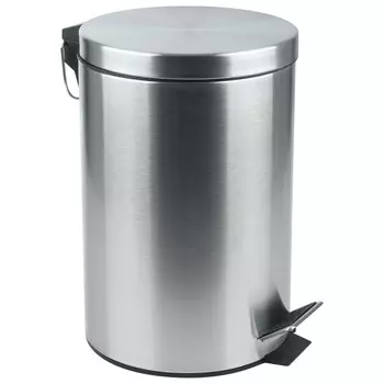 контейнер для мусора РЫЖИЙ КОТ 12л с педалью круглый нерж.сталь, пластик хром
