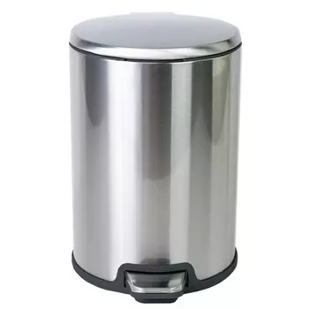 контейнер для мусора PRIMA NOVA Cigo 12л круглый Soft Close с педалью нерж.сталь хром матовый/черный