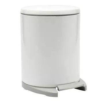 контейнер для мусора PRIMA NOVA Cigo 6л круглый Soft Close с педалью нерж.сталь белый/серый