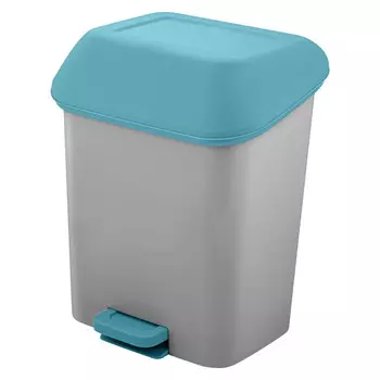 контейнер для мусора SPIN&CLEAN Step 15л с педалью пластик серо-голубой