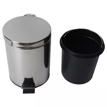 контейнер для мусора TODELIA 5л круглый с педалью нерж. сталь, пластик хром