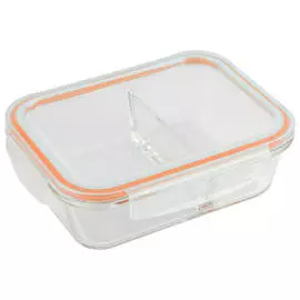 контейнер для продуктов MALLONY Gusto 1л 19,8х14,8х6см прямоугольный с раздел. стекло жаропр., пласт