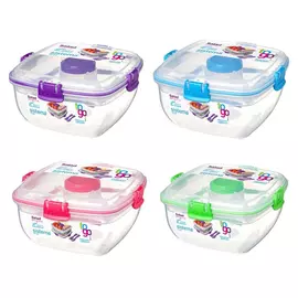 контейнер для салата SISTEMA To-Go 1,1л 10х20см с разделителями и приборами 4 замка пластик